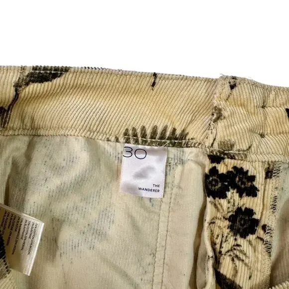 Pilcro Anthropologie Wanderer Mid-Rise Corduroy Pants Beige Floral Women’s 30 - Picture 14 of 16